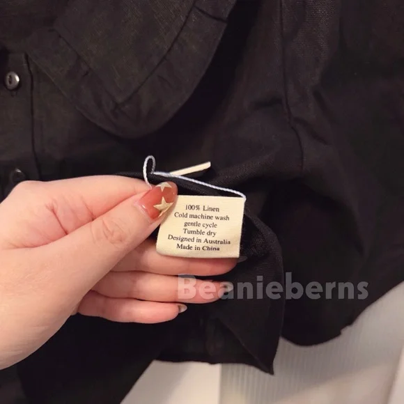 NWT Marlow and Mae 100% Linen Sylvie Blouse in Black Size S - Picture 4 of 11